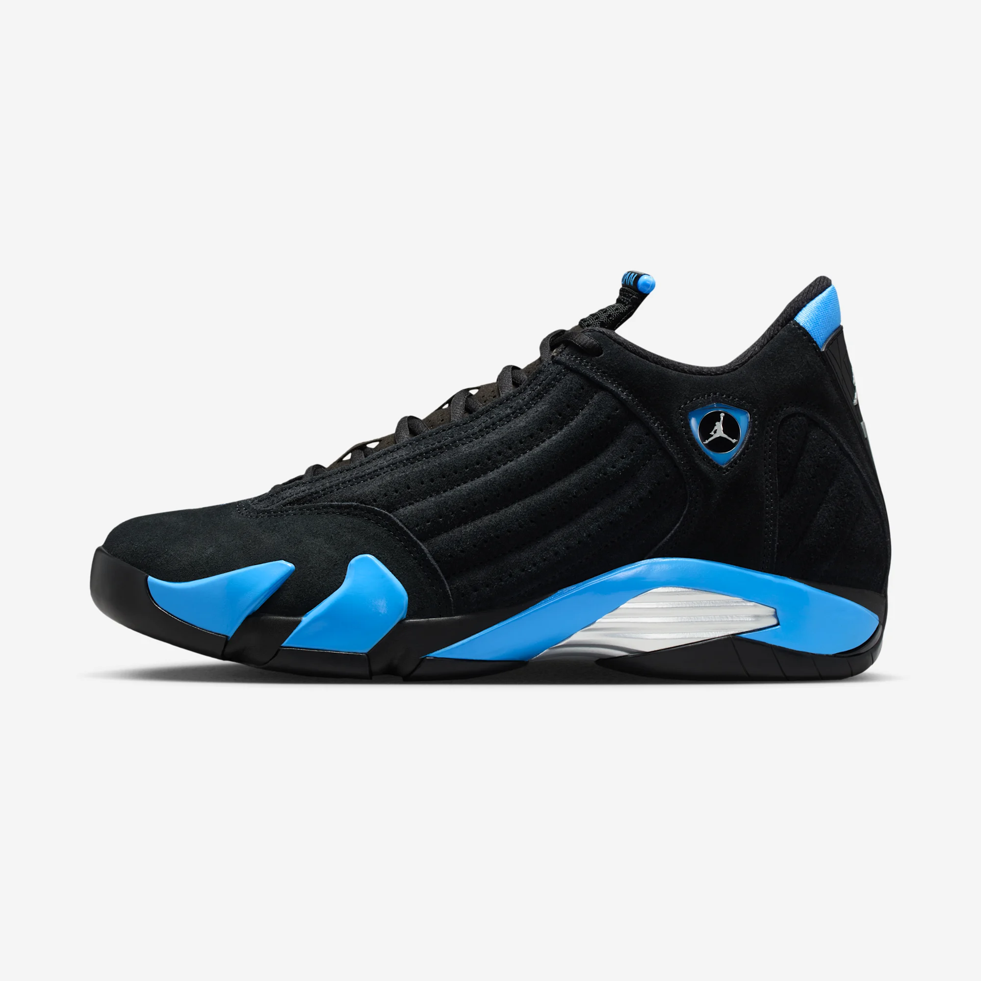 Air Jordan 14 Retro "Black & University Blue" Black/White/University Blue/Metallic Silver