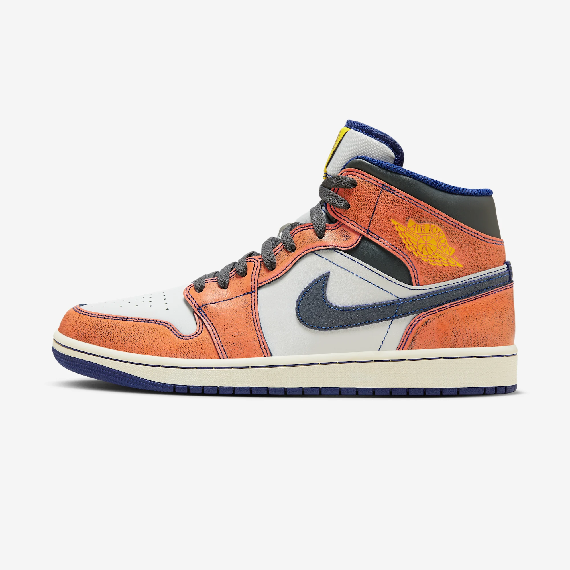 Air Jordan 1 Mid SE "Flight" Summit White/Iron Grey/Crimson Bliss/Deep Royal Blue/Tour Yellow