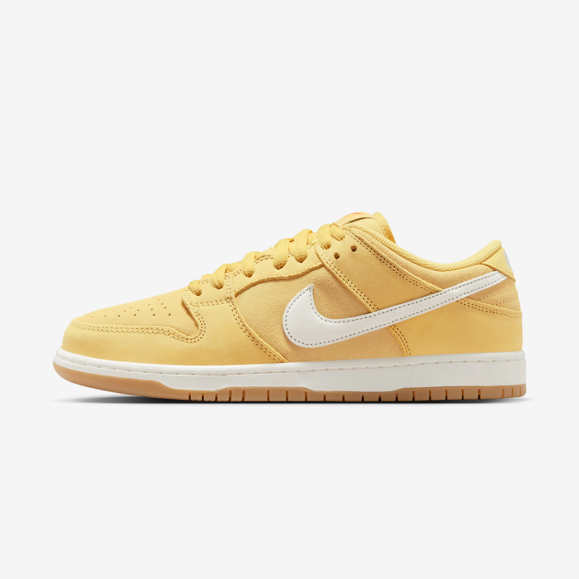 Nike SB Dunk Low Pro ISO "Saturn Gold" Saturn Gold/Sail/Saturn Gold/Solar Flare/Gum Light Brown/Safety Orange