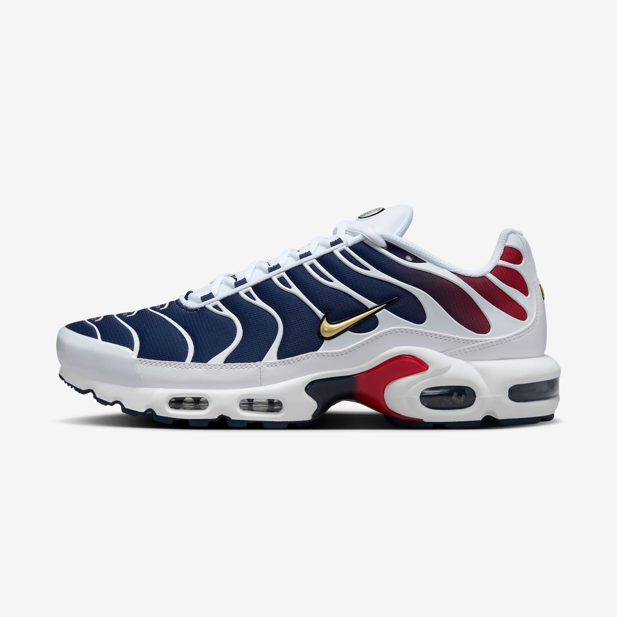 Paris Saint-Germain x Nike Air Max Plus 2024 White/Metallic Gold/Midnight Navy/University Red
