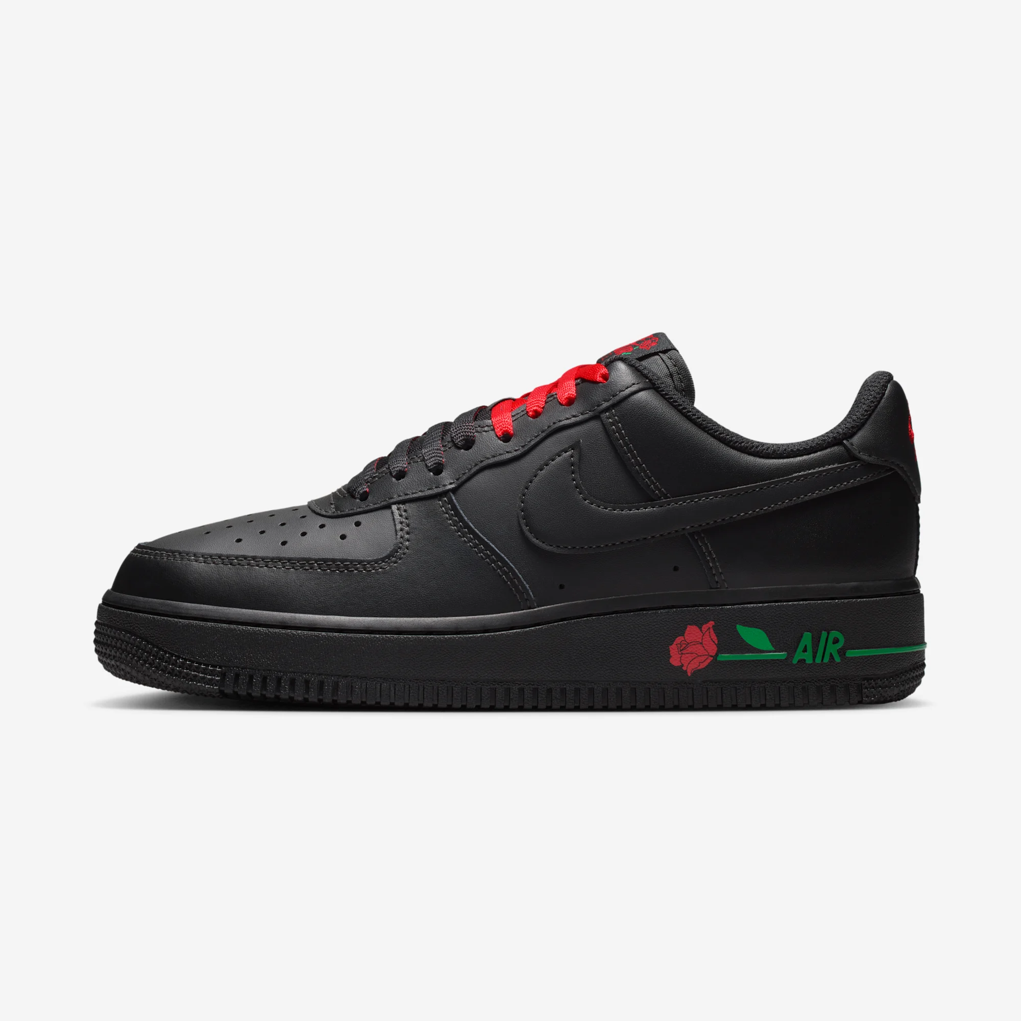 Nike Air Force 1 Low SE W "Rose Black" Black/Black/Sport Red/Pine Green