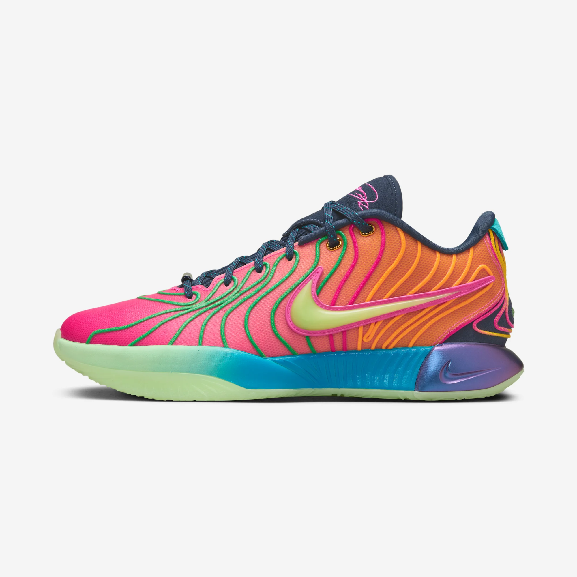 Nike LeBron 21 "Multi-Color" 2024 Photo Blue/Laser Fuchsia/Vapor Green/Laser Orange/Thunder Blue/Green Shock