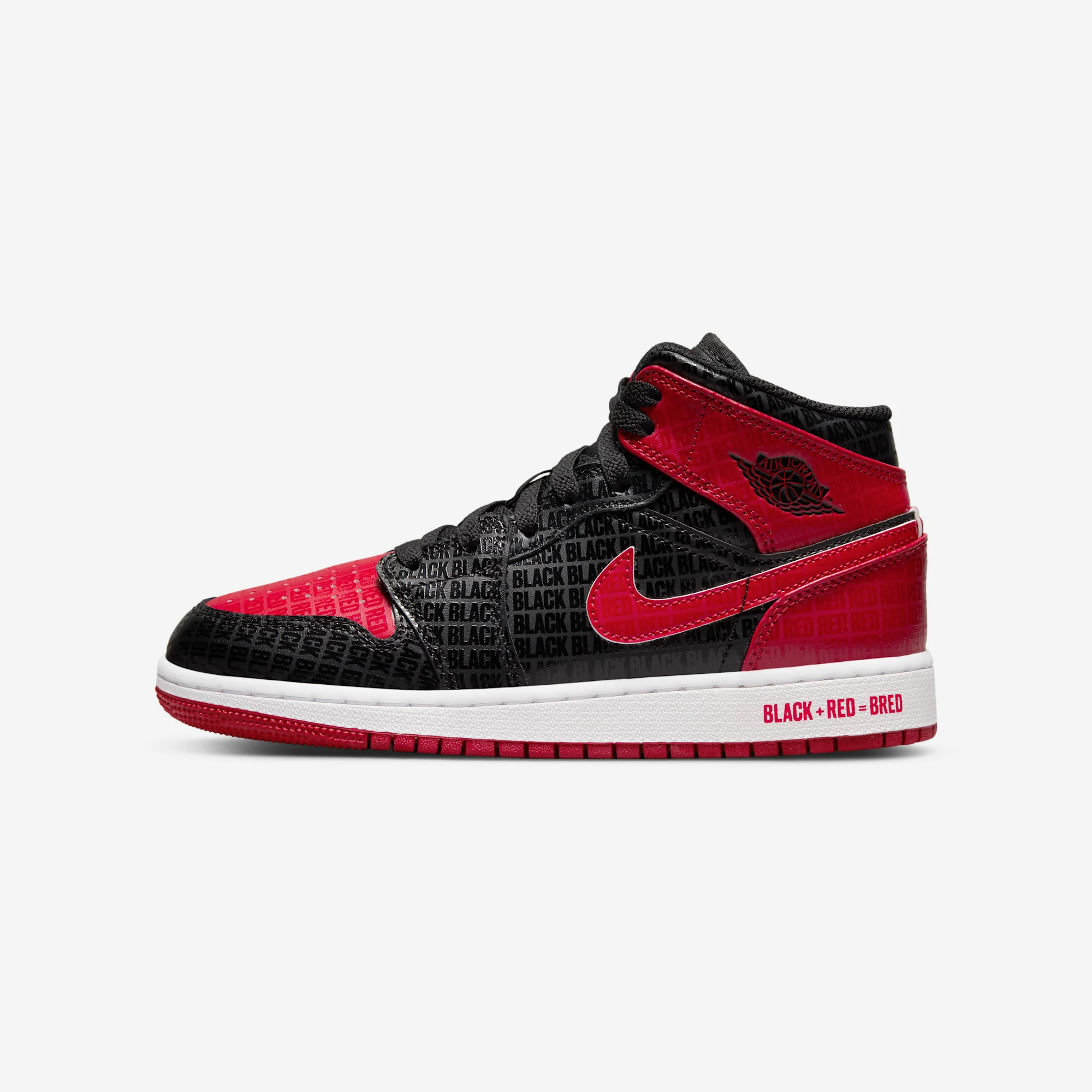 Air Jordan 1 Mid GS "Bred Black + Red" Black/White/Gym Red