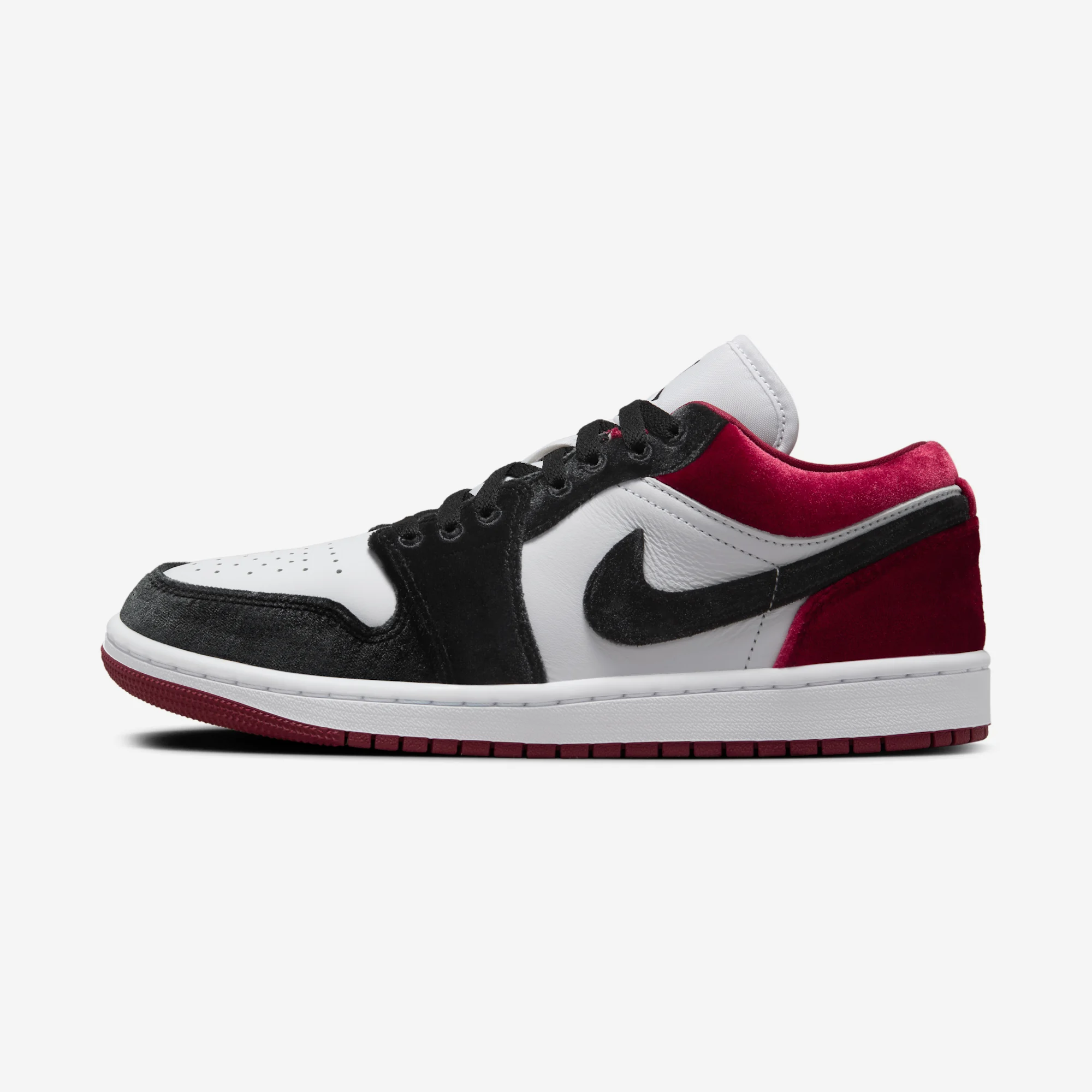 Air Jordan 1 Low SE "Velvet Gym Red"  Black/Black/White/Gym Red
