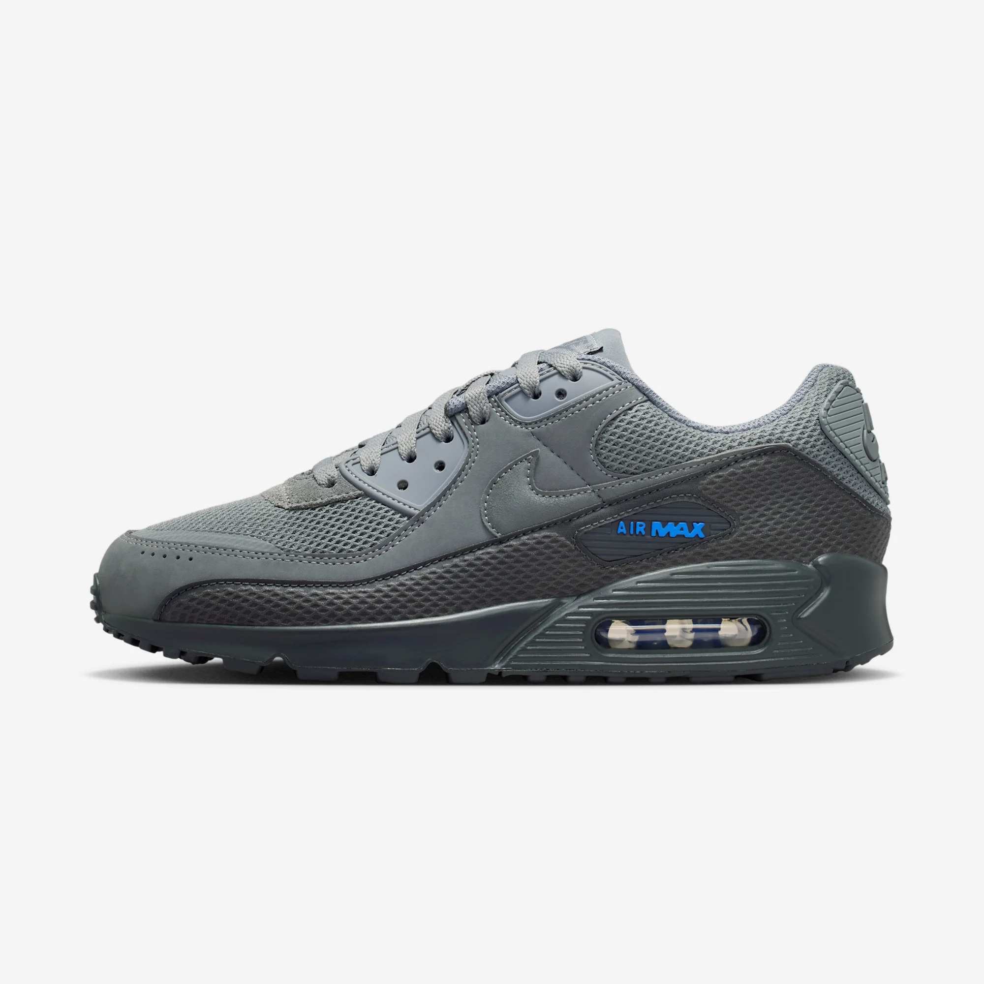 Nike Air Max 90 Premium "Smoke Grey & Blue Crystal" Smoke Grey/Iron Grey/Dark Smoke Grey/Blue Crystal