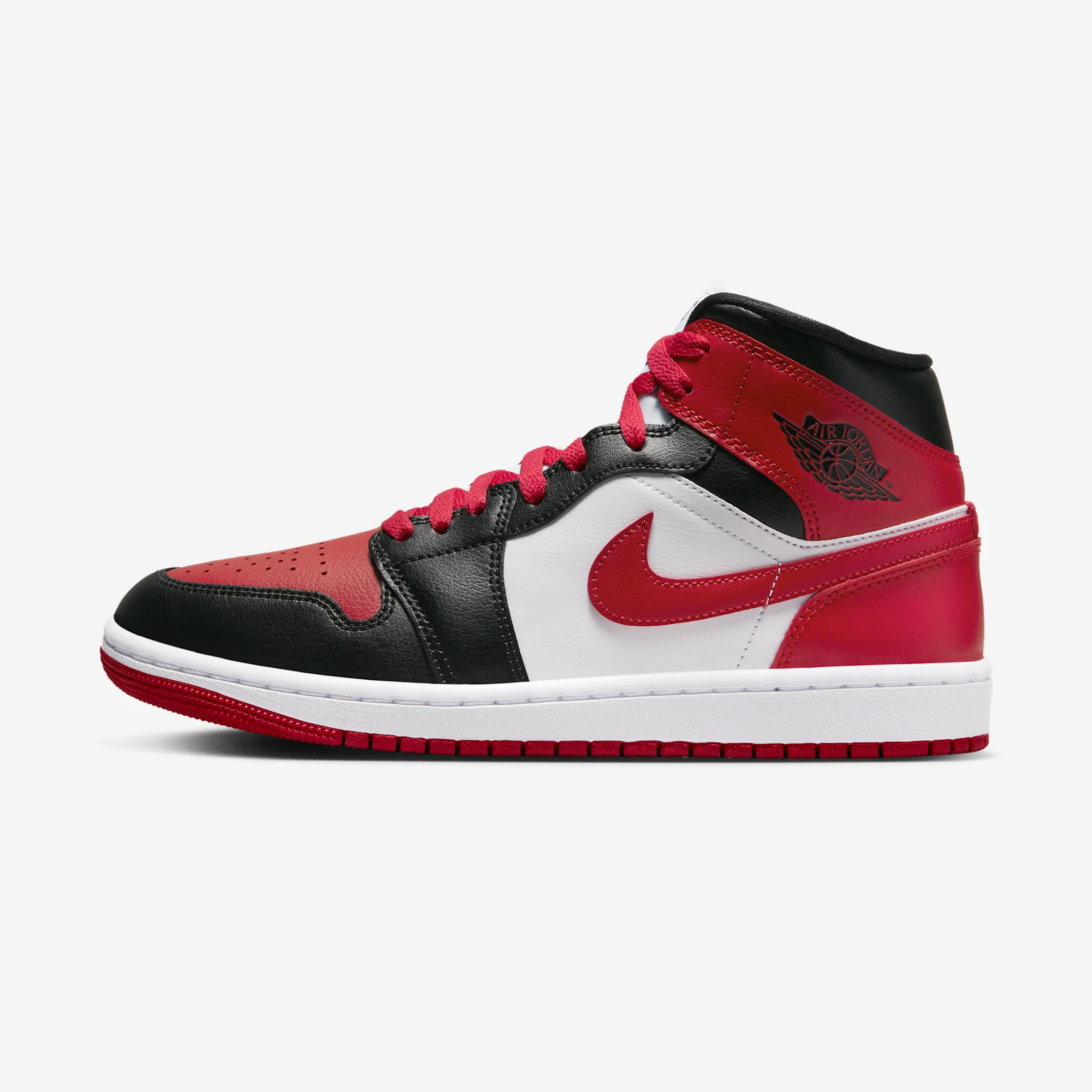 Air Jordan 1 Mid "Bred Toe" Black/White/Gym Red