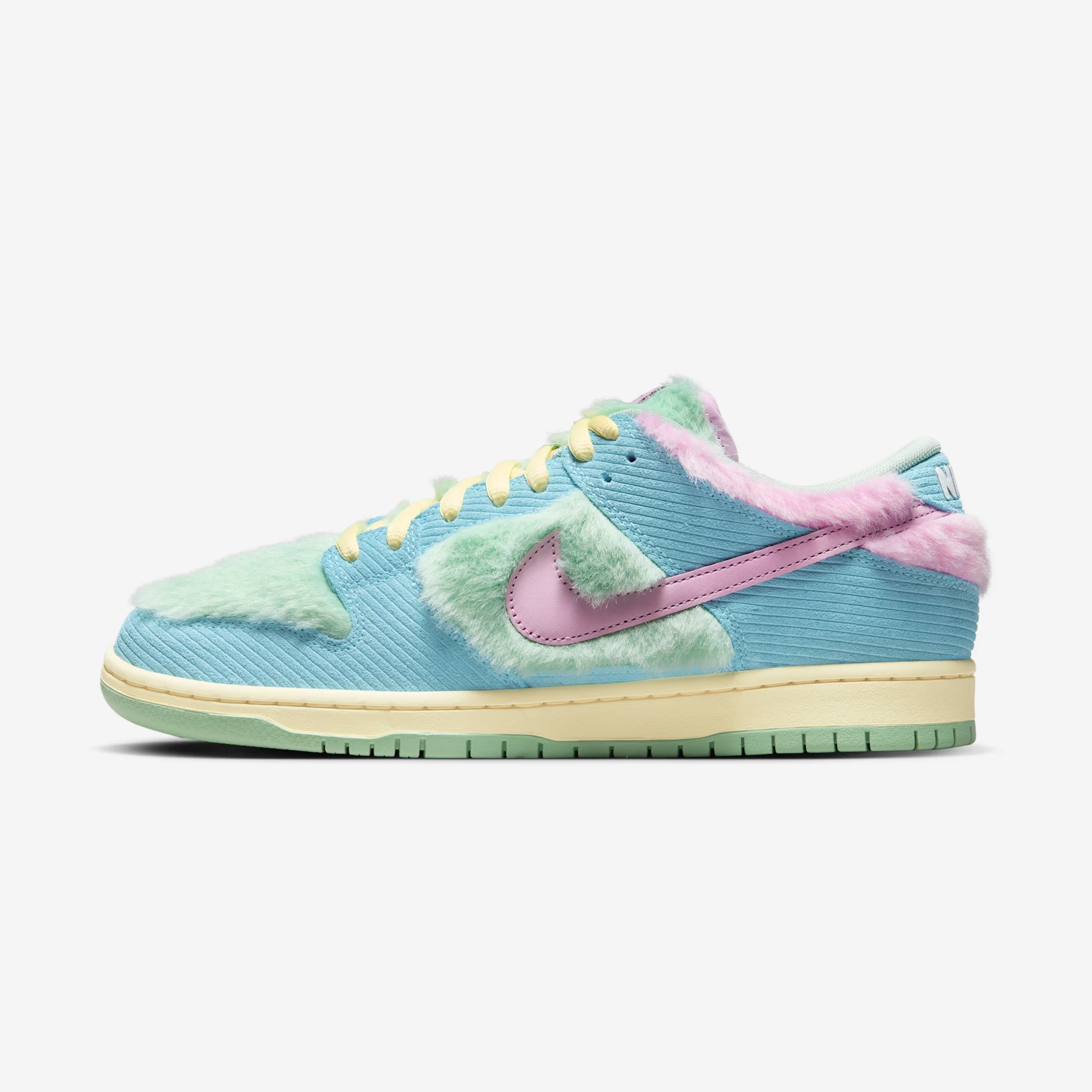 Verdy x Nike SB Dunk Low Pro "Visty" Blue Gaze/Light Arctic Pink/Bicycle Yellow/Enamel Green/Copa