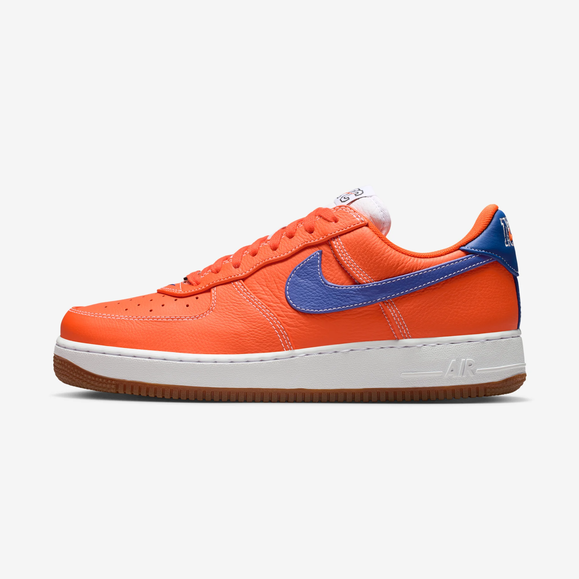 Nike Air Force 1 Low Retro Premium "Knicks" Safety Orange/Rush Blue/White/Gum Medium Brown