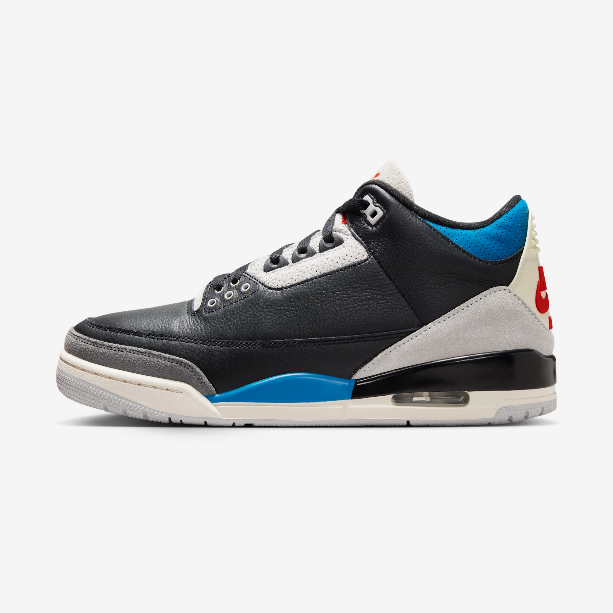 Air Jordan 3 Retro "Rare Air" Black/Chile Red/Neutral Grey/Military Blue/Coconut Milk