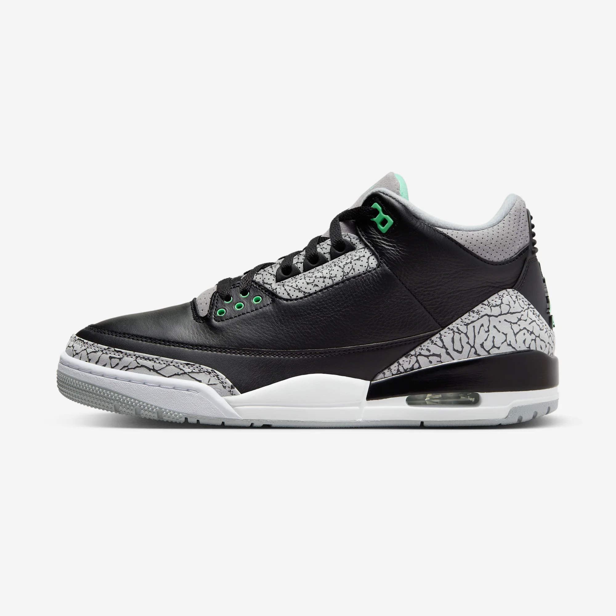 Air Jordan 3 Retro "Green Glow" 2024 Black/Green Glow/Wolf Grey/White