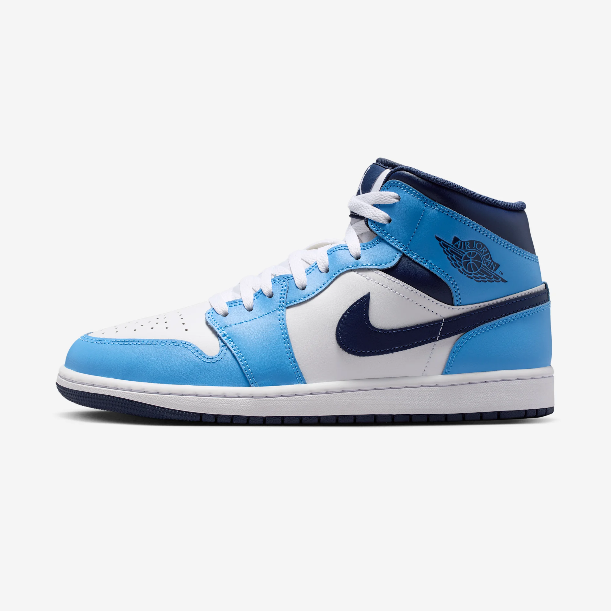 Air Jordan 1 Mid "University Blue" Midnight Navy/Univ Blue/White/Sail/Summit White