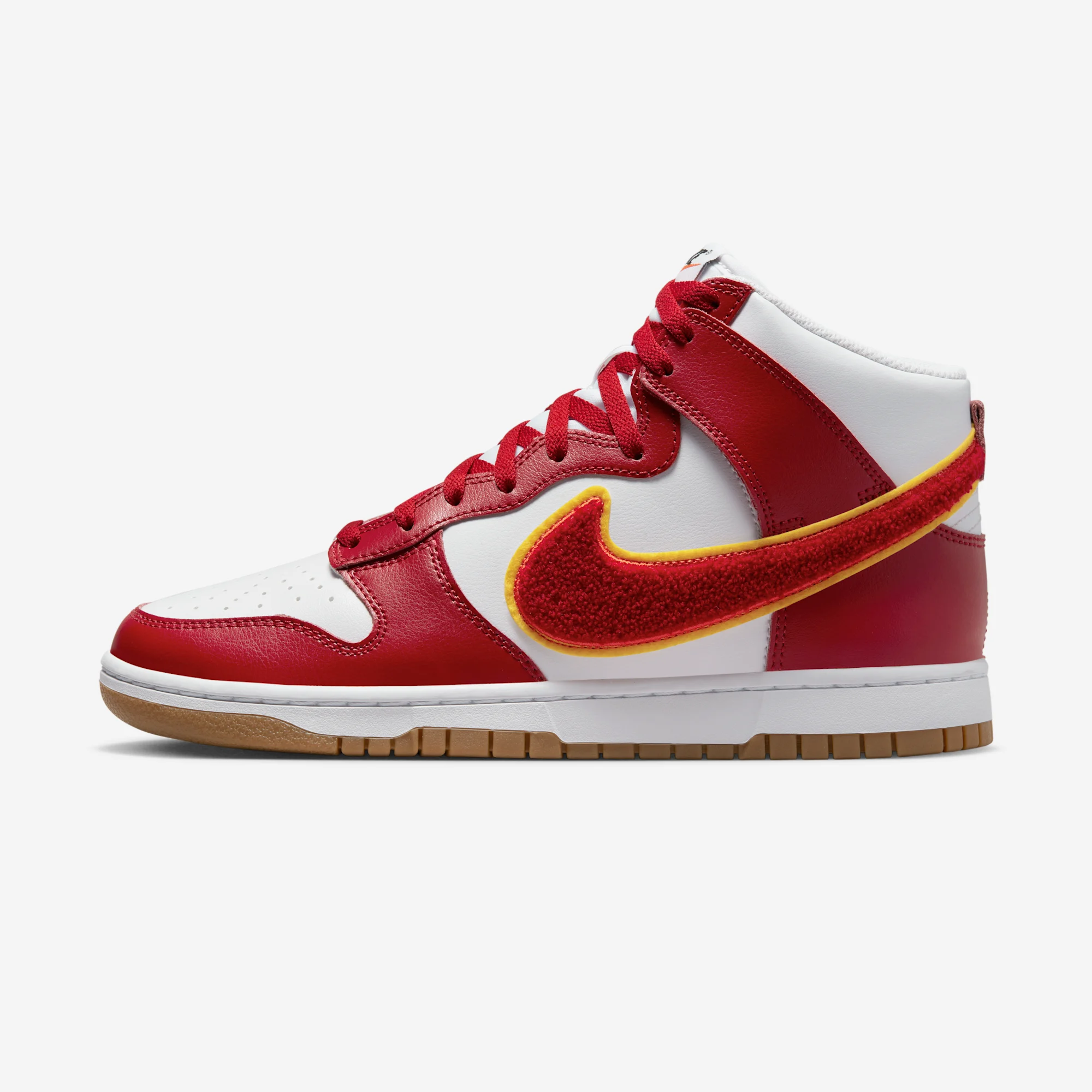 Nike Dunk High "Chenille Gym Red" 2022 White/Yellow Ochre/Gum Medium Brown/Gym Red