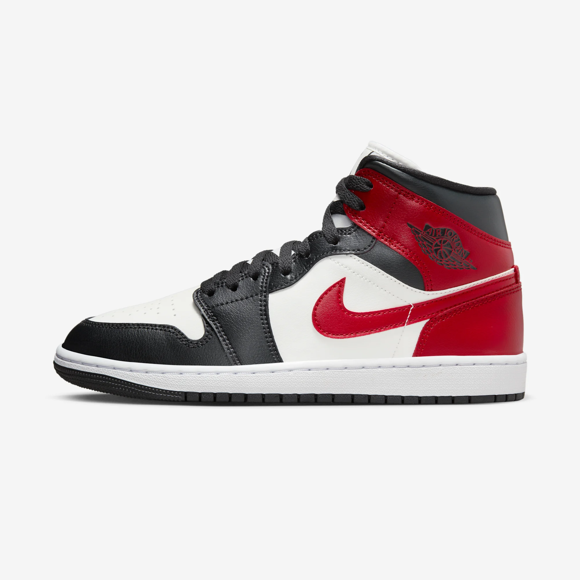 Air Jordan 1 Mid "Black Toe" 2024 Sail/Off-Noir/White/Gym Red