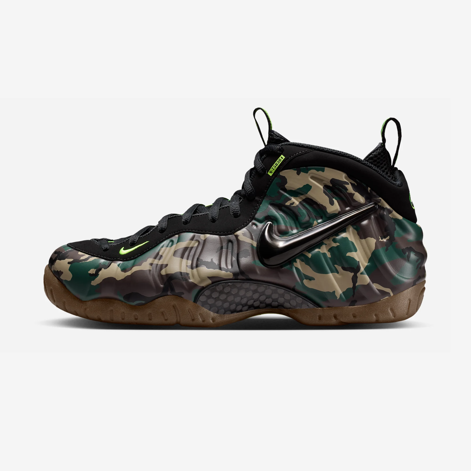 Nike Air Foamposite Pro Premium "Green Camo" Black/Black/Voltage Green/Gum Dark Brown