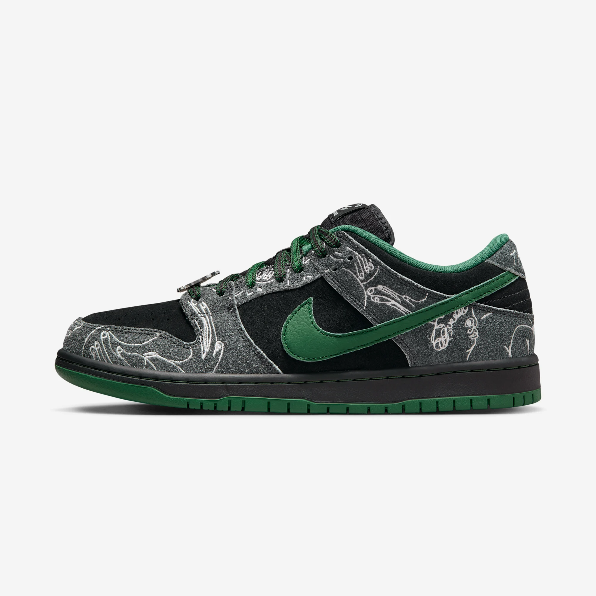 There Skateboards x Nike SB Dunk Low Pro Black/Gorge Green/Summit White