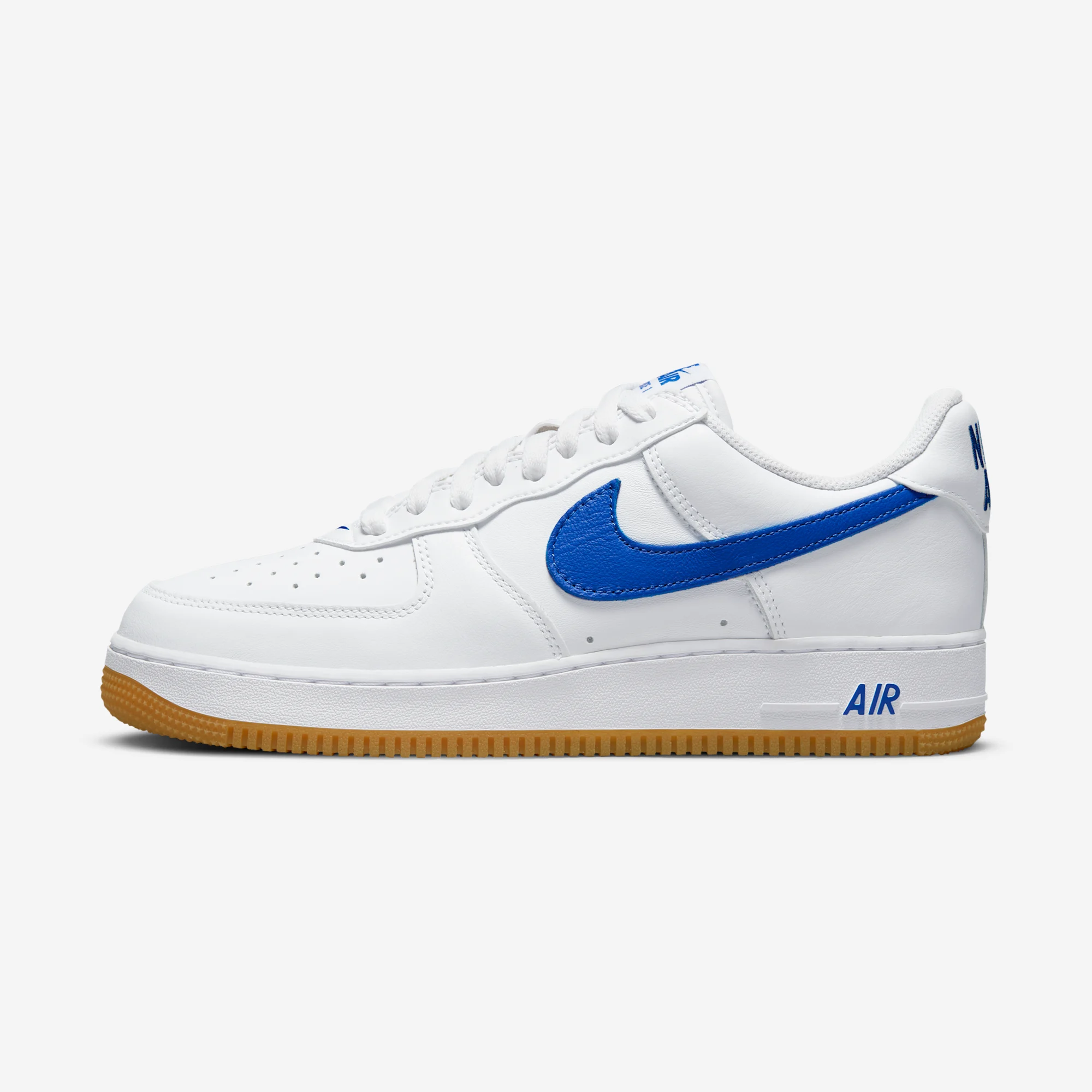 Nike Air Force 1 Low Retro "Royal Blue" White/Gum Yellow/Metallic Gold/Royal Blue