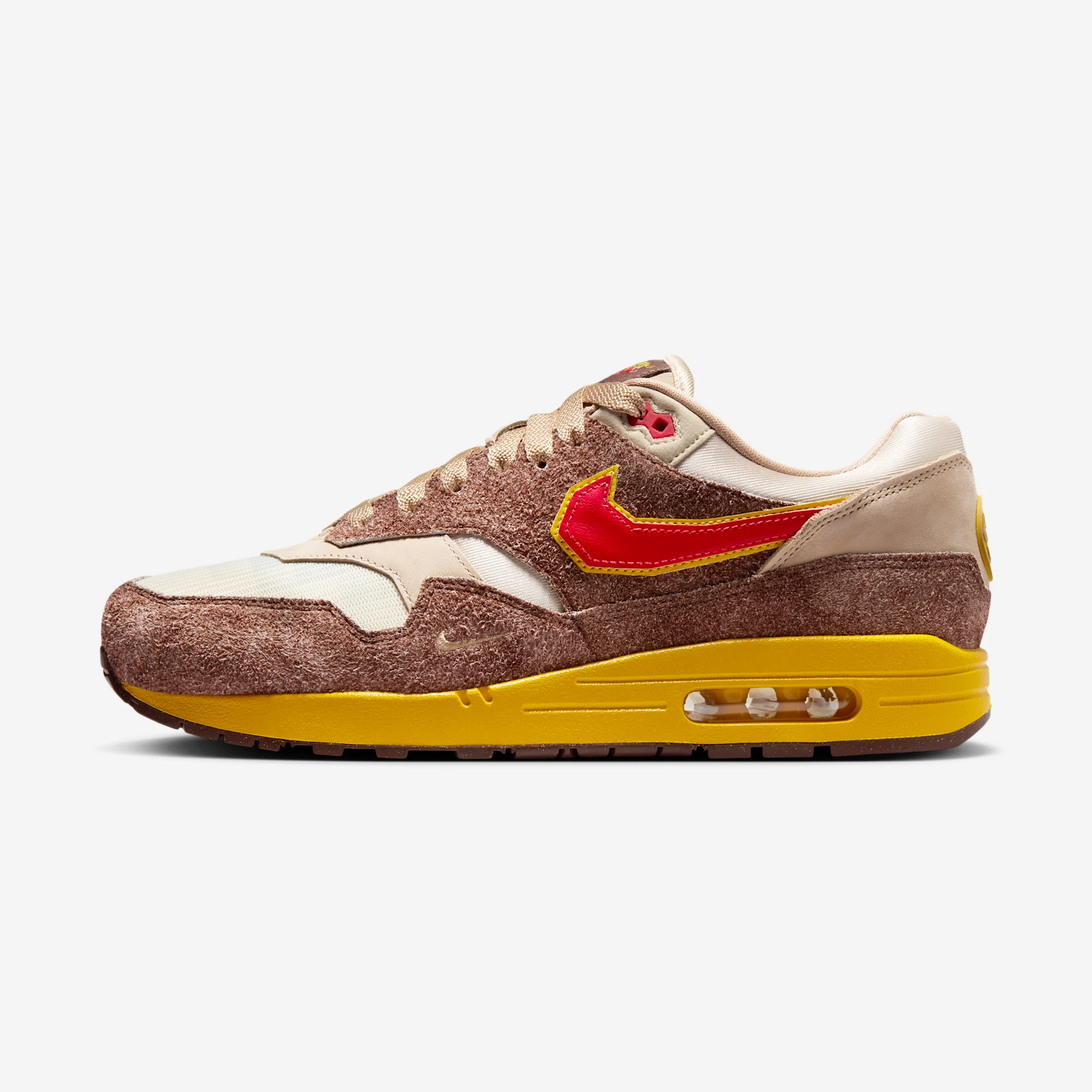 Nike Air Max 1 "Big Head Origins .SWOOSH" Light Chocolate/University Red/Hemp/Sanddrift