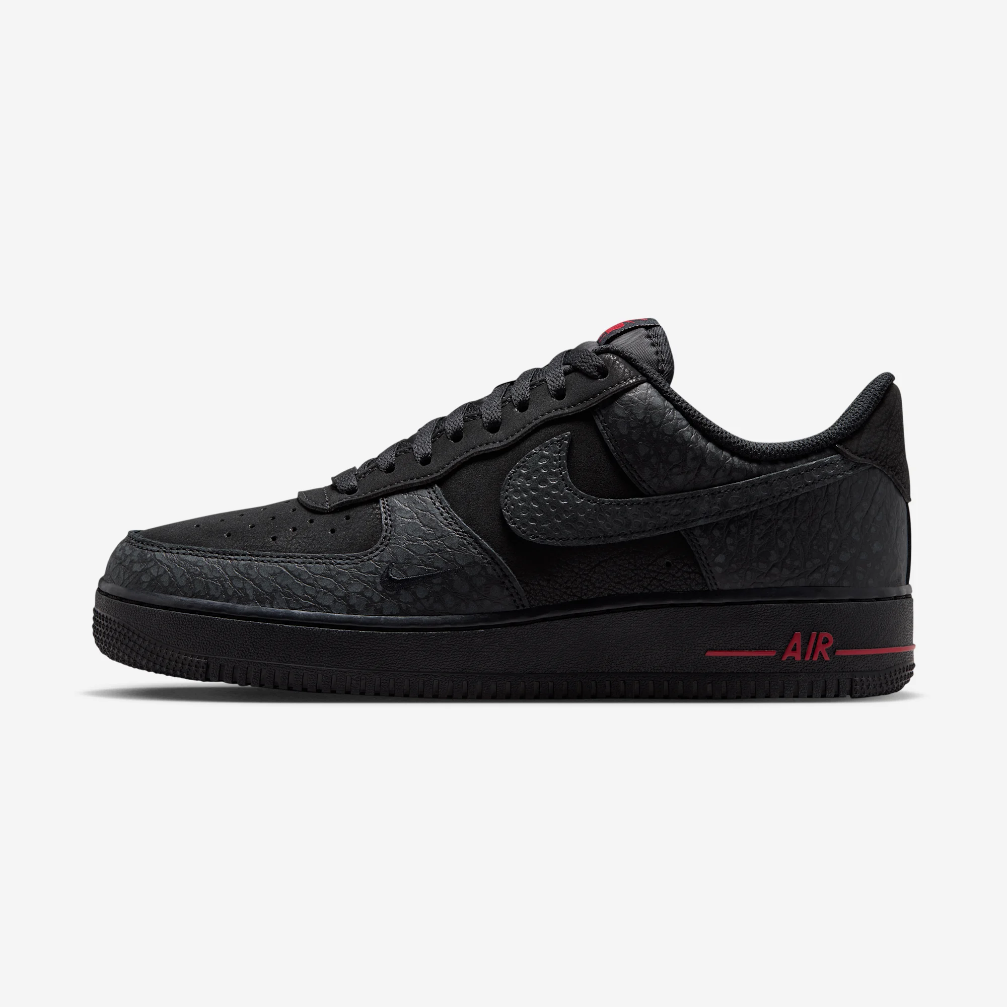 Nike Air Force 1 Low "Black & Tough Red" Black/Black/Tough Red/Dark Smoke Grey/Grey Fog
