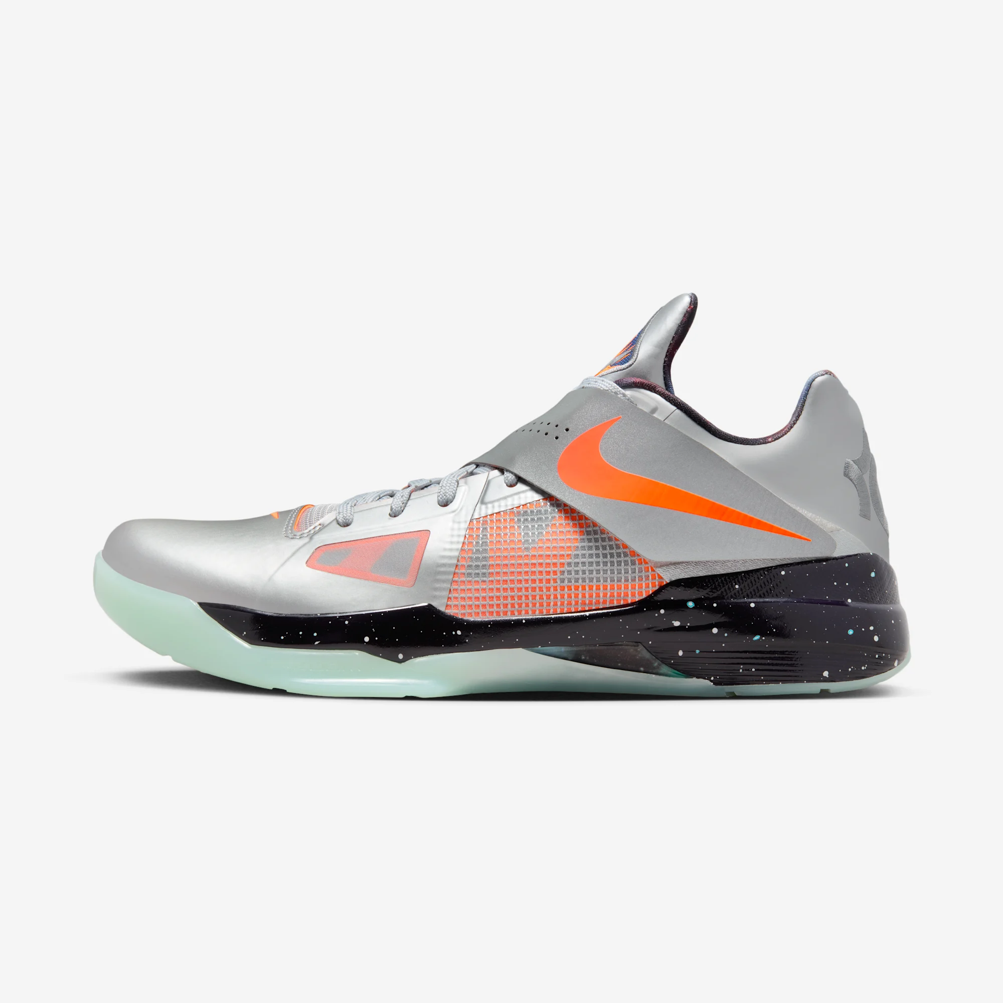 Nike KD 4 "Galaxy" 2024 Metallic Silver/Total Orange/Dark Grey/Black/Green Glow