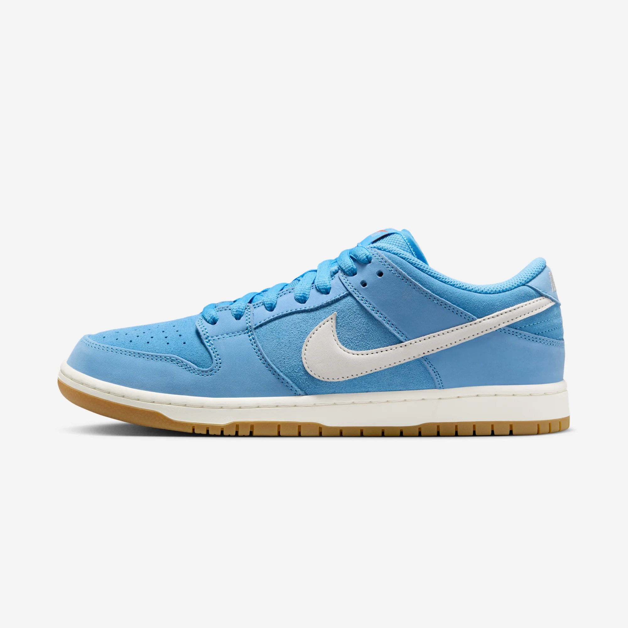 Nike SB Dunk Low Pro ISO "University Blue" University Blue/Sail/University Blue/Psychic Blue/Gum Light Brown/Safety Orange