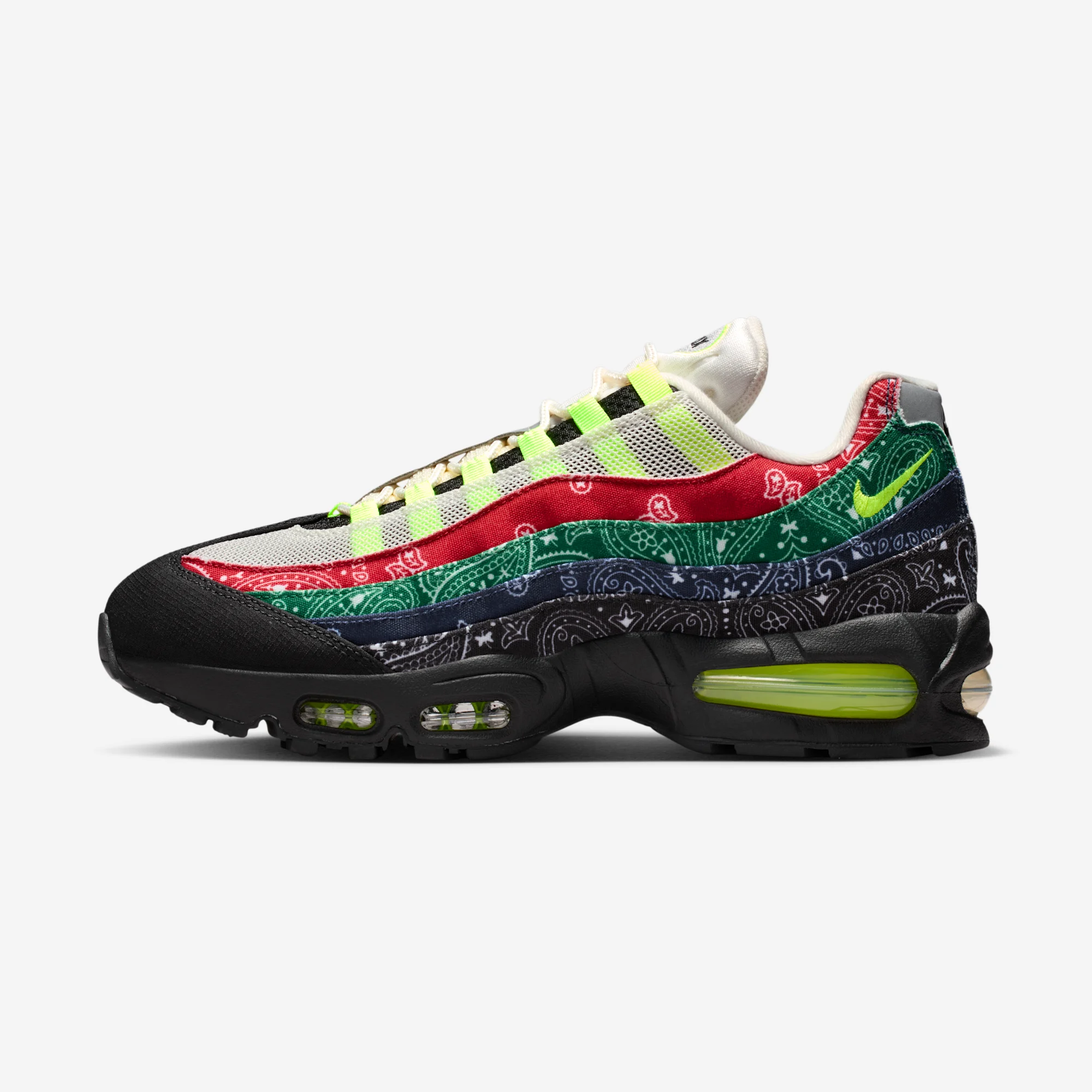 Nike Air Max 95 "Paisley Bandana" Sail/Volt/University Red/Sport Green/Black/Midnight Navy