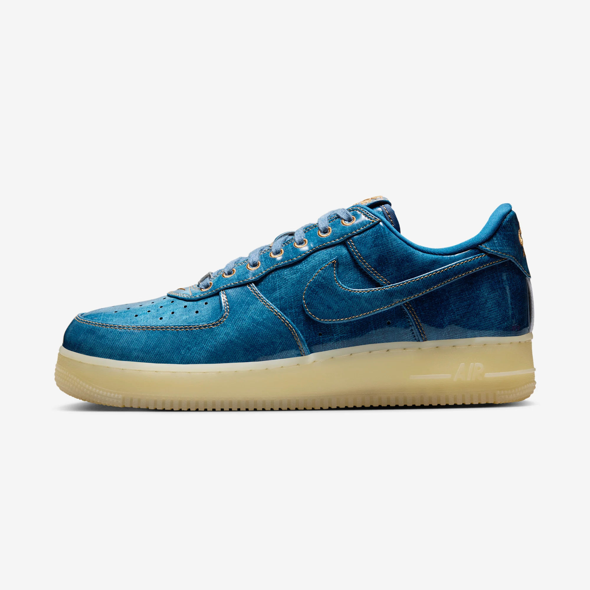 Nike Air Force 1 Low Retro "Patent Denim" Coastal Blue/Coastal Blue/Natural/Flax/Metallic Silver