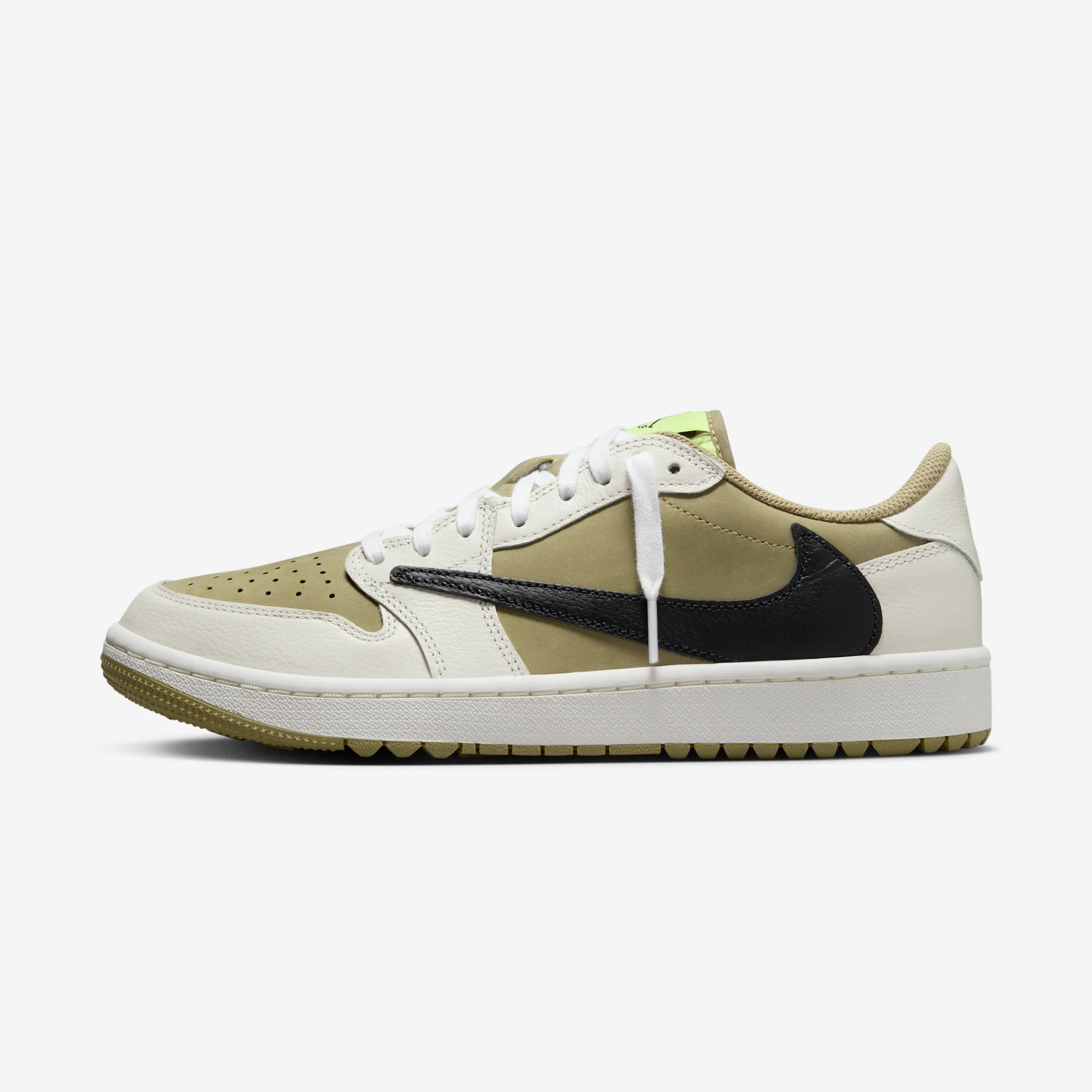 Air Jordan x Travis Scott 1 Low Golf "Olive" 2023 Neutral Olive/Black/Sail/LT Lemon Twist