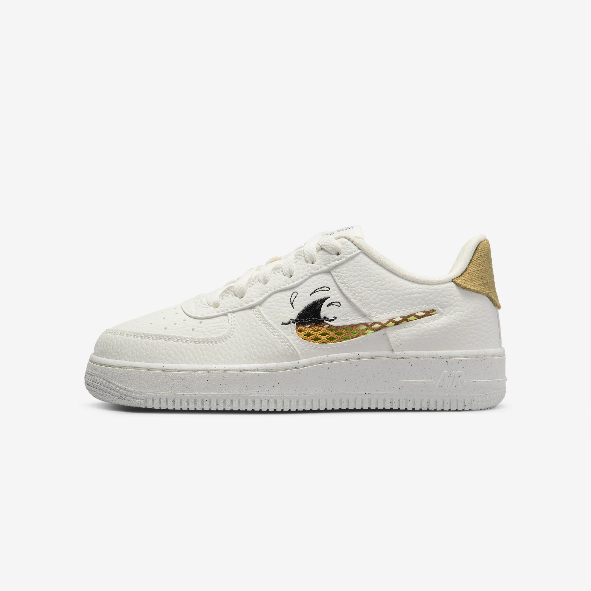 Nike Air Force 1 Low GS "Sun Club" Sail/Black/Wheatgrass/Sanded Gold