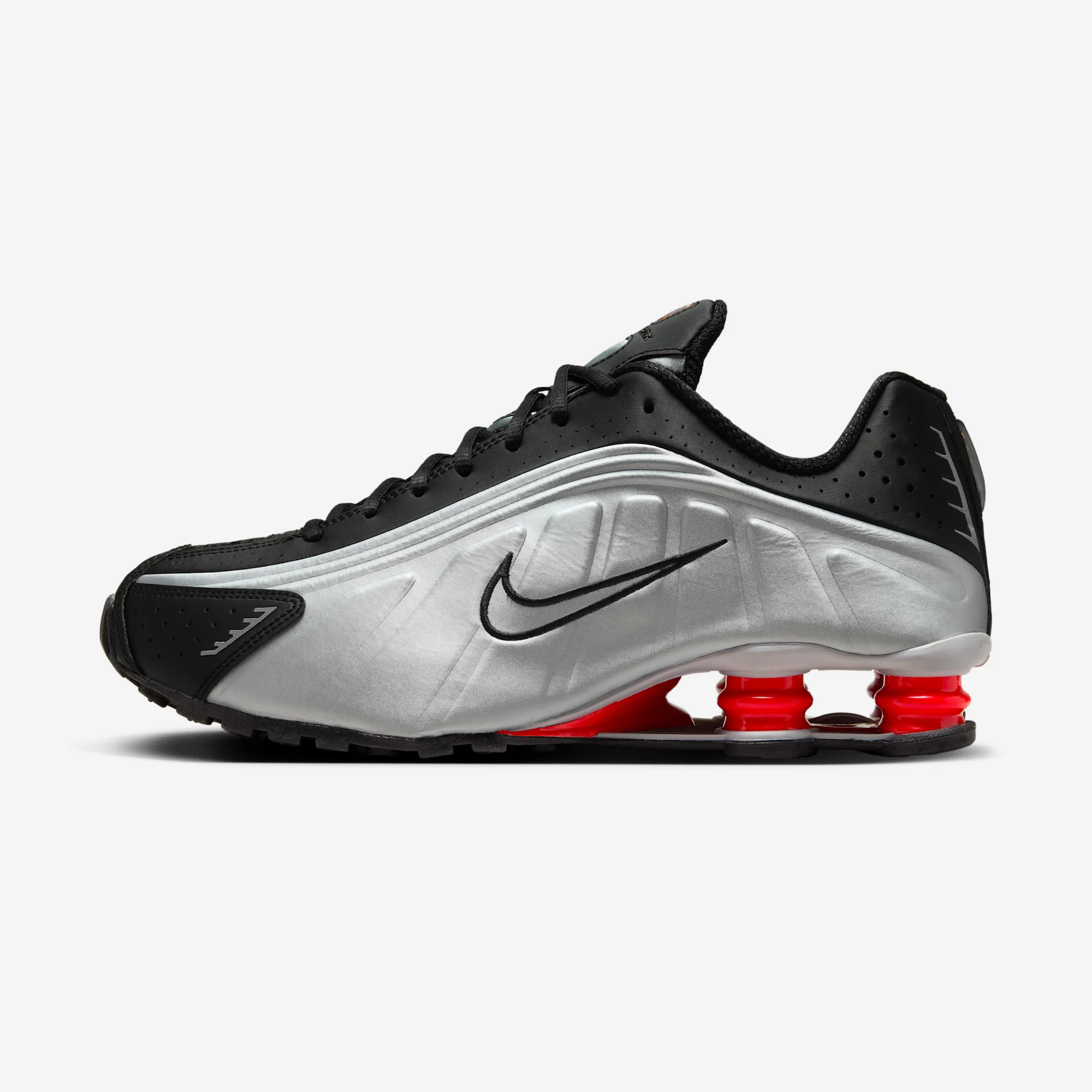 Nike Shox R4 "Metallic Silver" 2024 Black/Metallic Silver/Max Orange