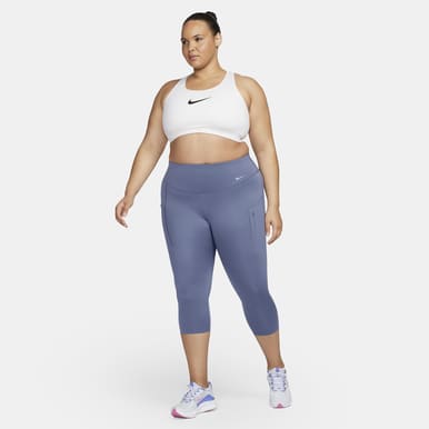 Women's Firm-Support High-Waisted Cropped Leggings with Pockets (Plus Size)