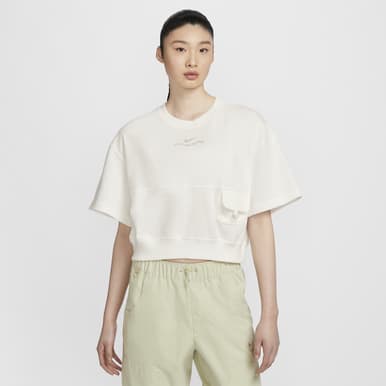 Women's French Terry Short-Sleeve Cropped Top