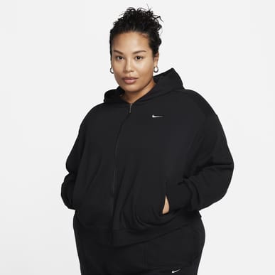 Women's Loose Full-Zip French Terry Hoodie (Plus Size)