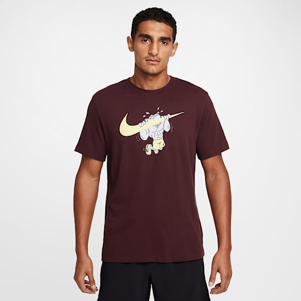 Nike Men s Dri FIT Fitness T Shirt Red Cotton Polyester
