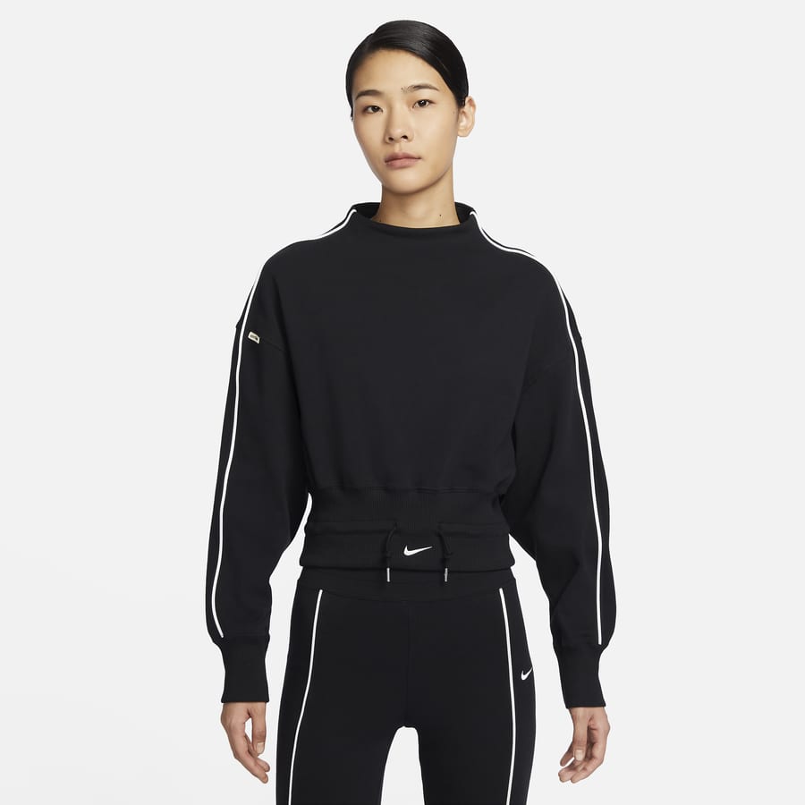 Nike essentials black new arrivals cropped high neck sweatshir