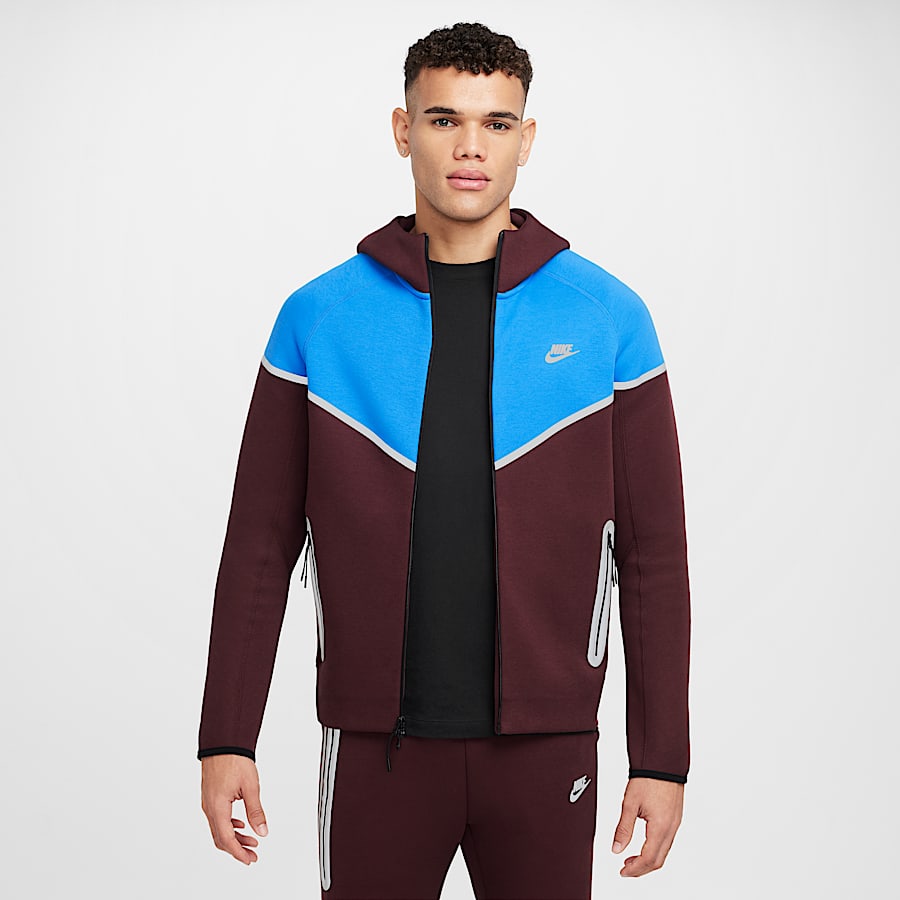 【おすすめアイテム】Nike Contrast Hybrid Zip Hoodie Nike AW77 Hybrid Full-Zip Men's Hoodie Blue / Laser Orange