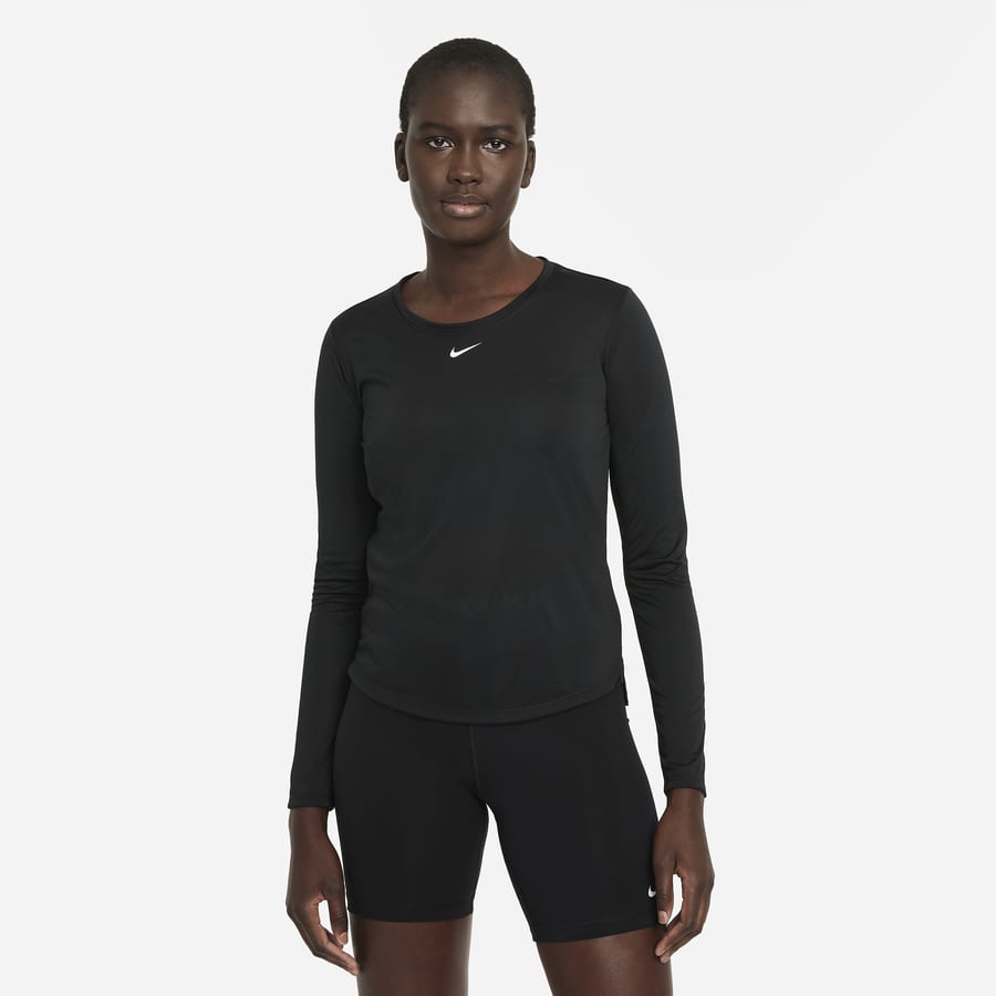Nike Shirt Turtleneck Top White Workout Dri-Fit Long Sleeve Adult