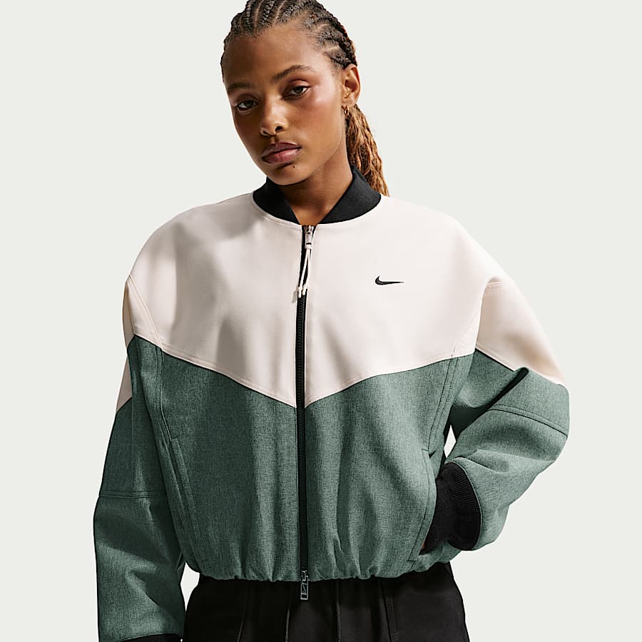 nike down quilted colorblock bomber jacket