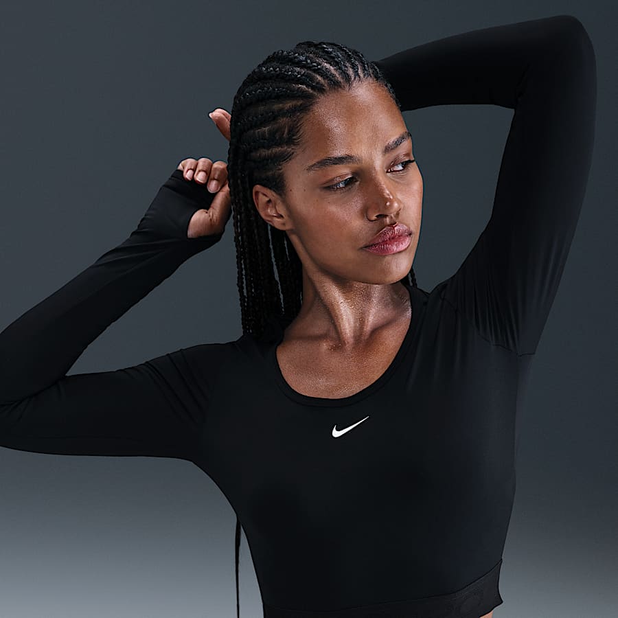 nike women's long sleeve black top