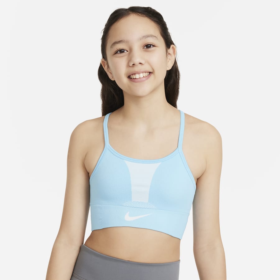 Nike Girls Bra Youth Extra Large White Sports Bra Dri-Fit Training Older  Kids