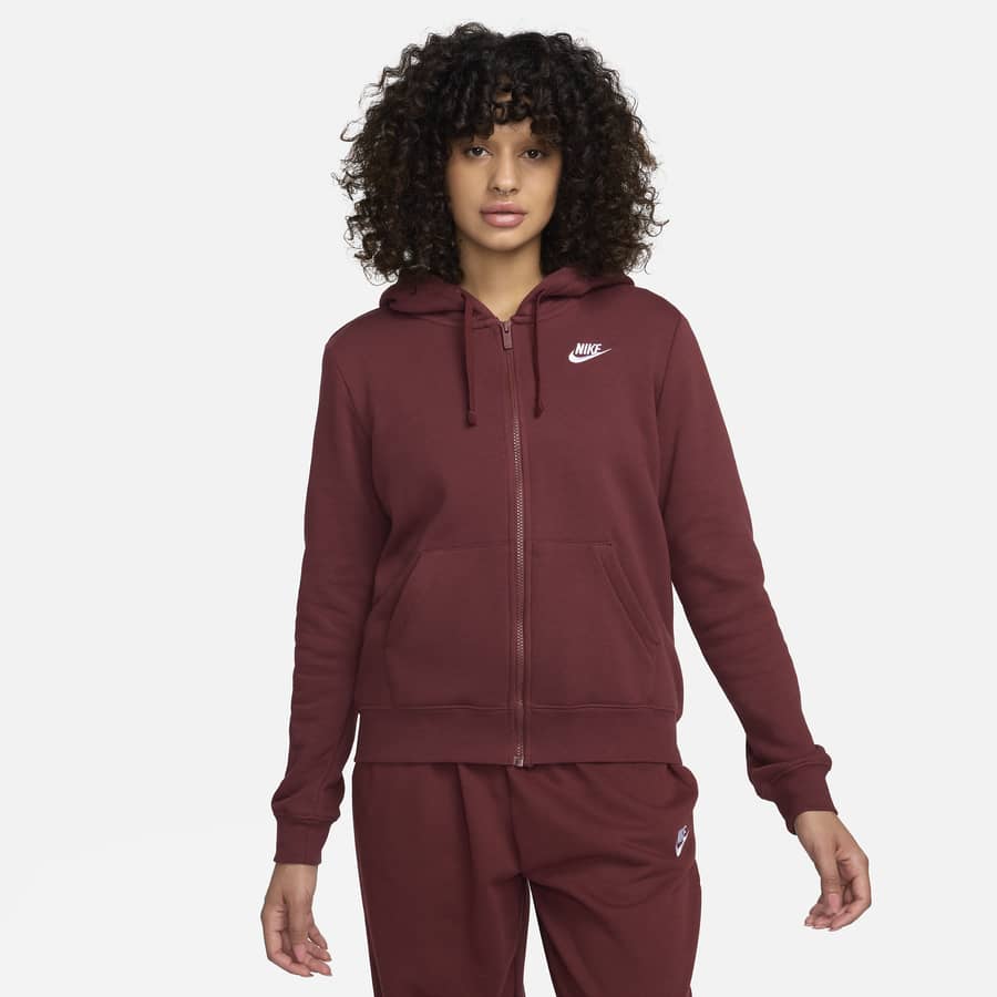 Maroon nike zip up hoodie discount