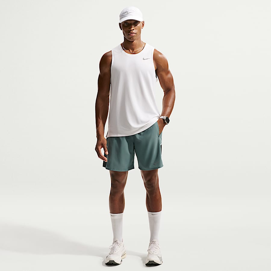 Short de course 2 en 1 pour homme - Short d'entraînement en plein air - Short de marathon avec doublure, bleu, L