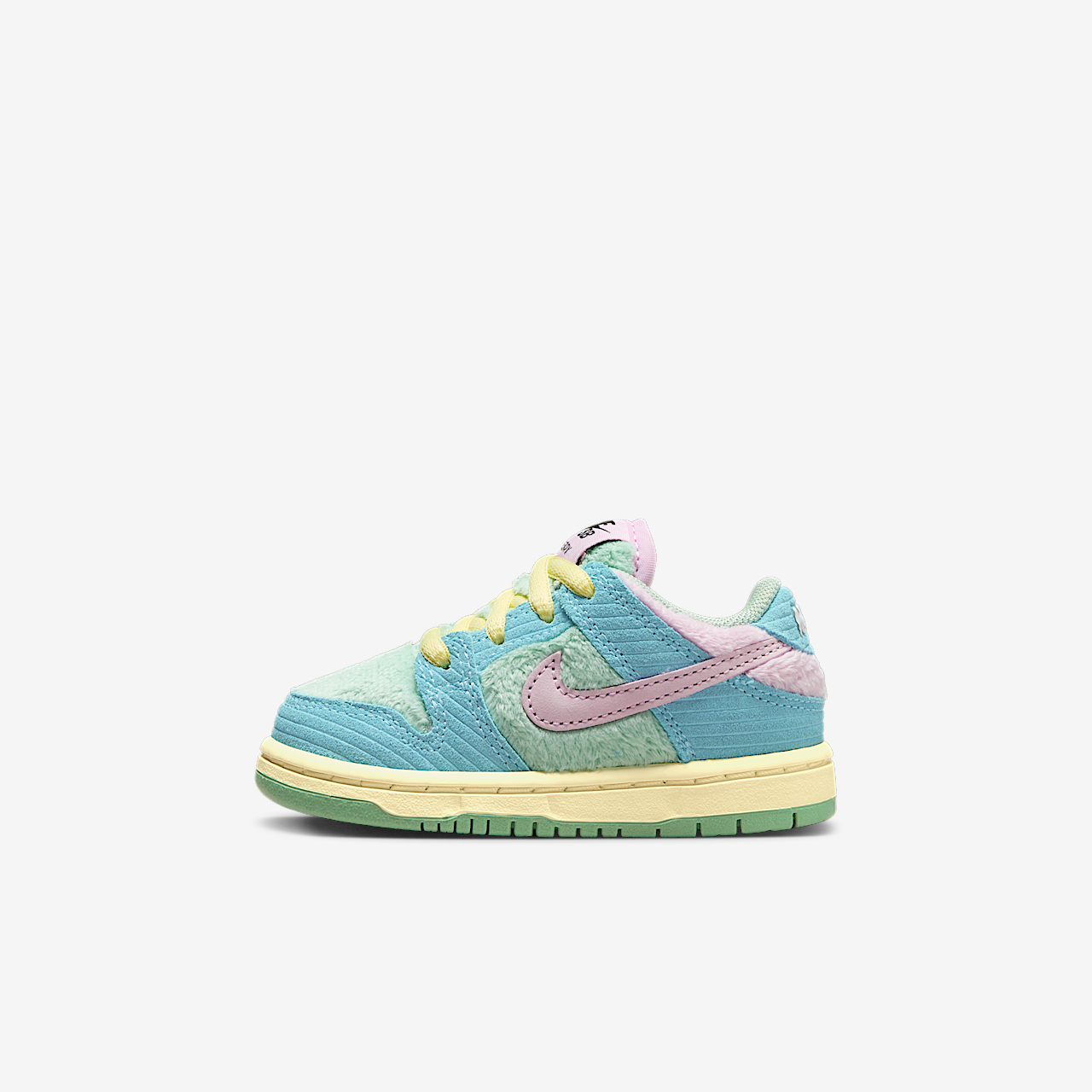 Nike Dunk Low sneaker Blue Gaze/Bicycle Yellow/Enamel Green/Light Arctic Pink