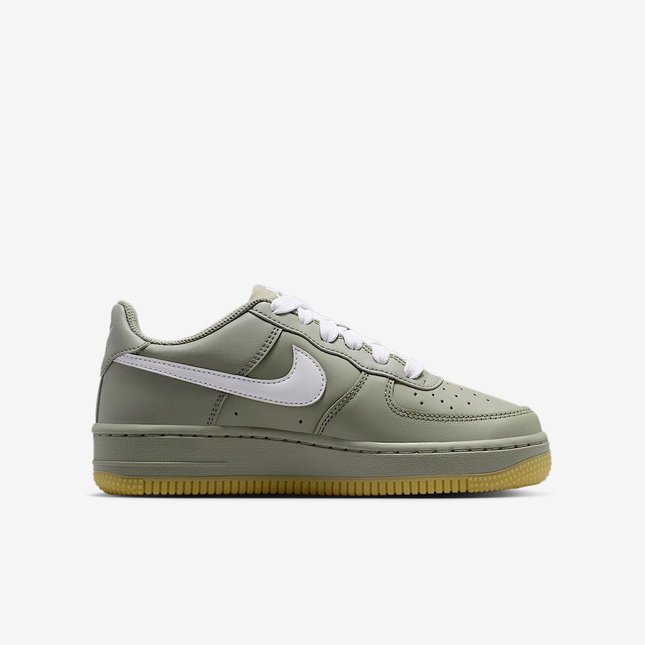 Nike Air Force 1 sneaker Light Army/Gum Light Brown/Metallic Silver/Wit