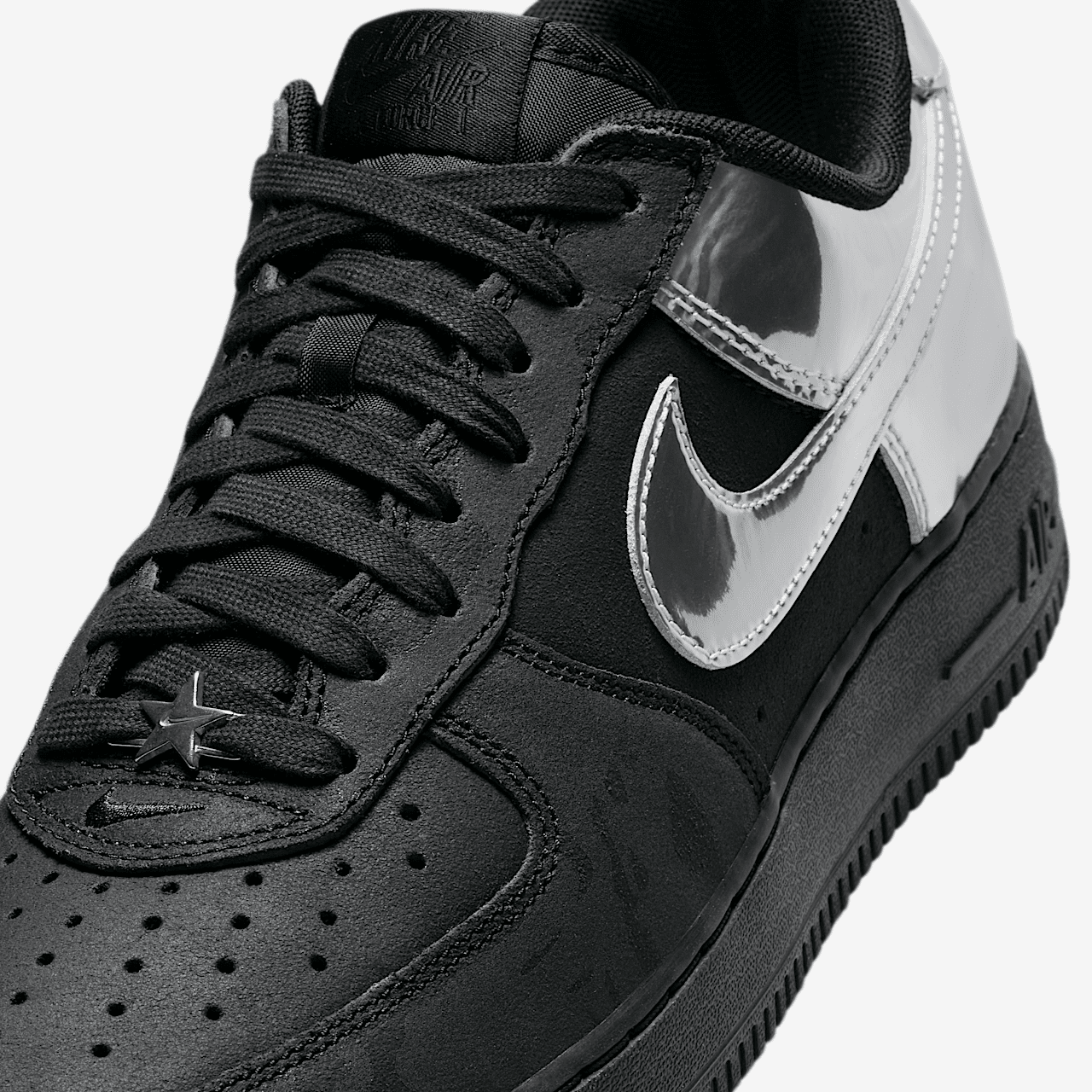 Nike Air Force 1 sneaker Zwart/Zwart/Chrome