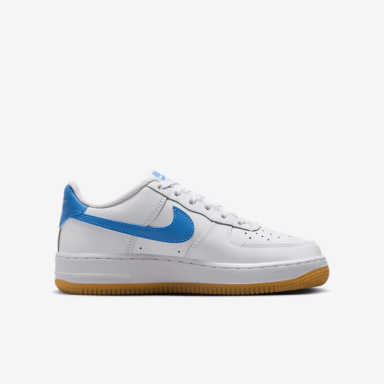 Nike Air Force 1 sneaker Wit/Gum Light Brown/Blue Beyond