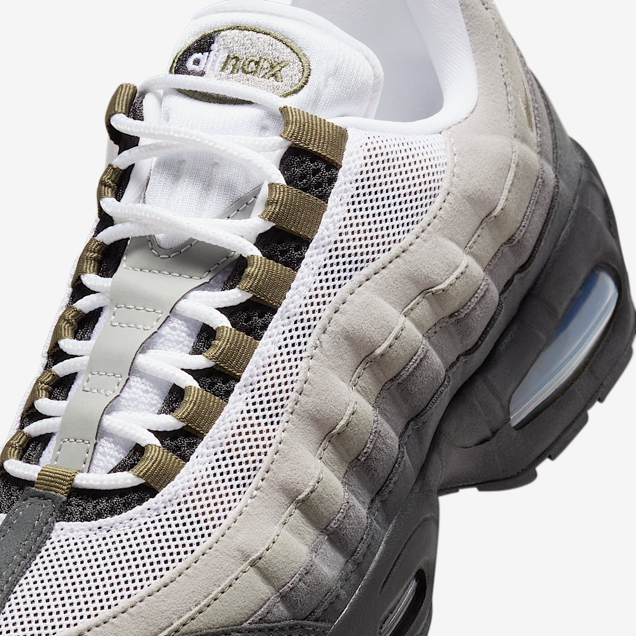 Nike Air Max 95 sneaker Zwart/Wit/Reflect Silver/Medium Olive