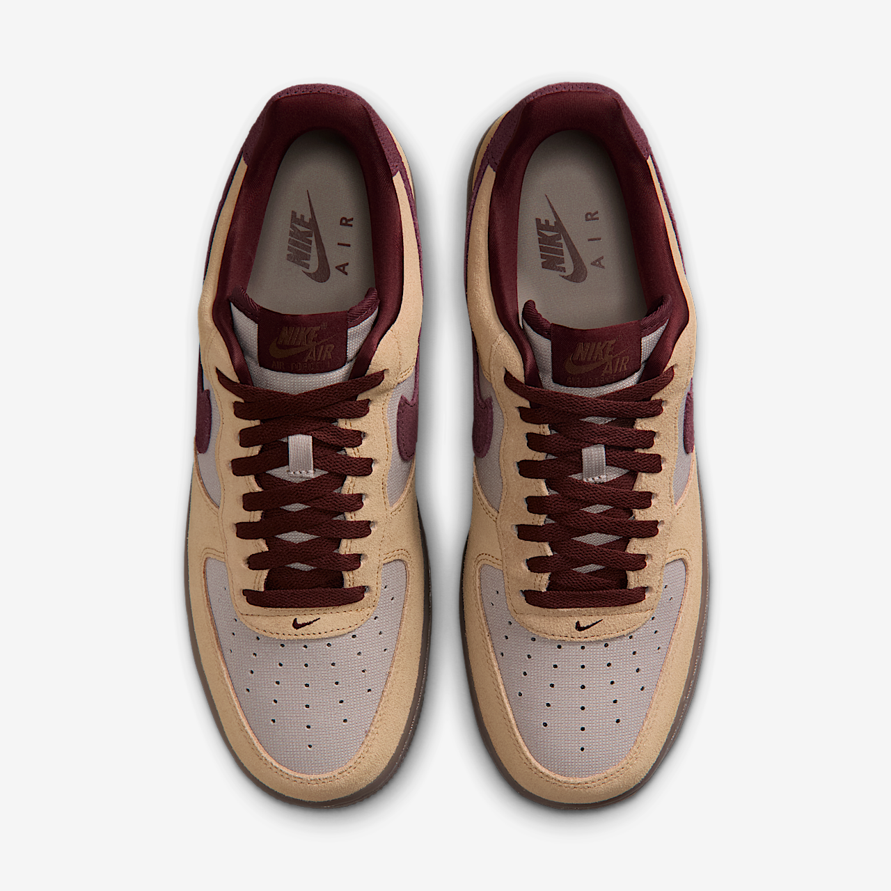 Nike Air Force 1 sneaker Linen/Moon Particle/Mink Brown/Burgundy Crush