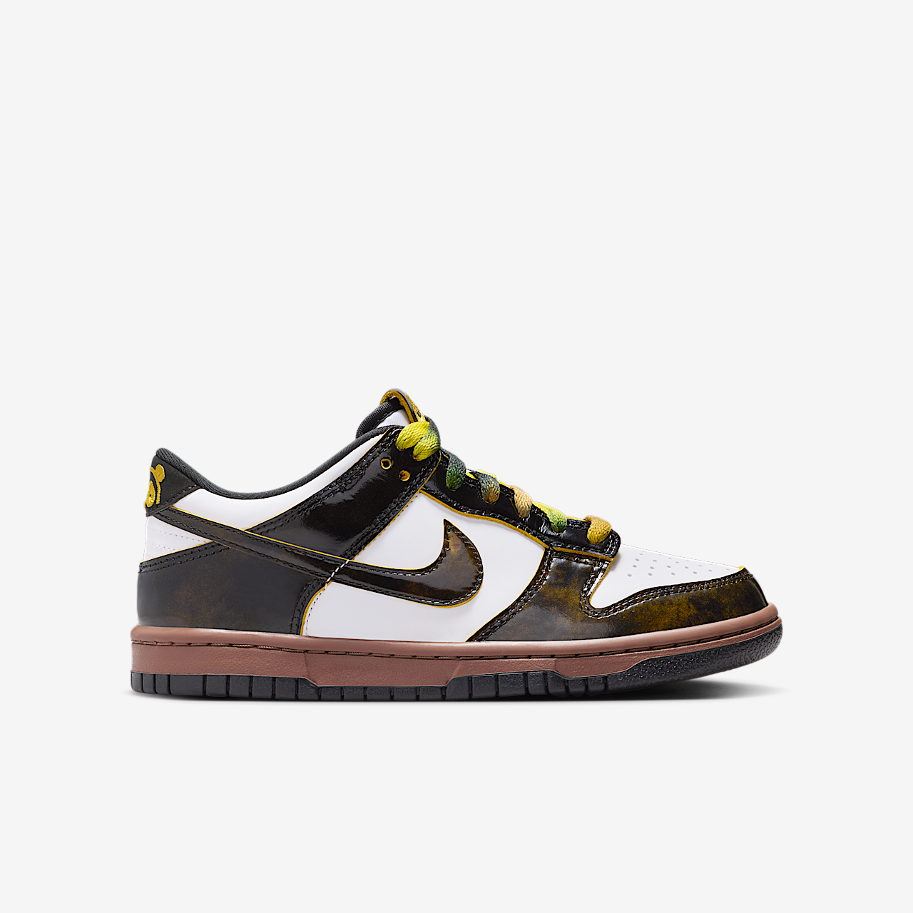 Nike Dunk Low sneaker Wit/Zwart/Fauna Brown/Bright Citron