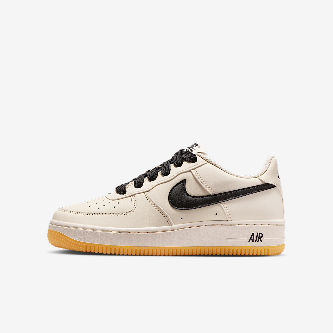 Nike Air Force 1 sneaker Soft Pearl/Gum Light Brown/Metallic Silver/Zwart