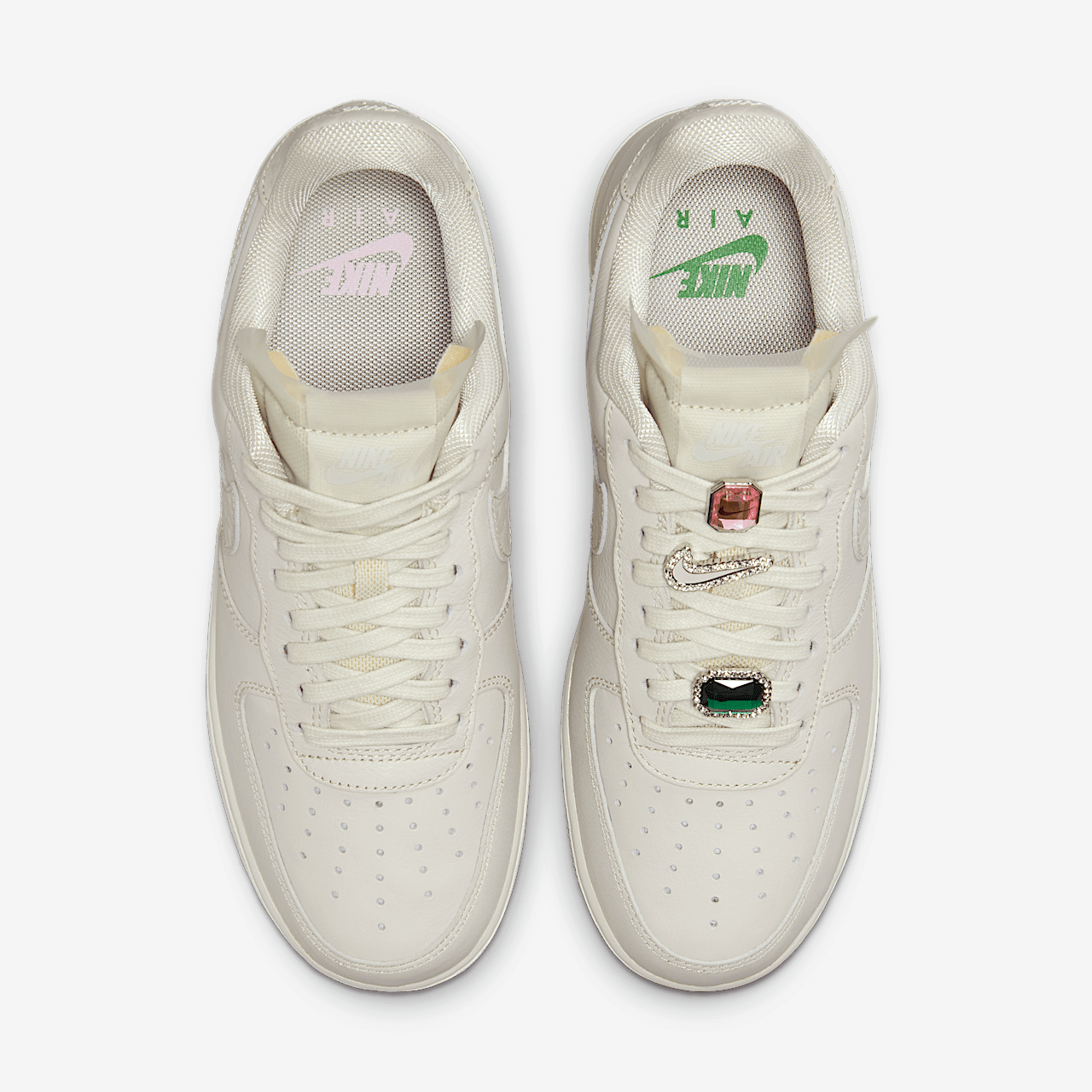 Nike Air Force 1 sneaker Light Bone/Kelly Green/Pink Foam/Light Bone